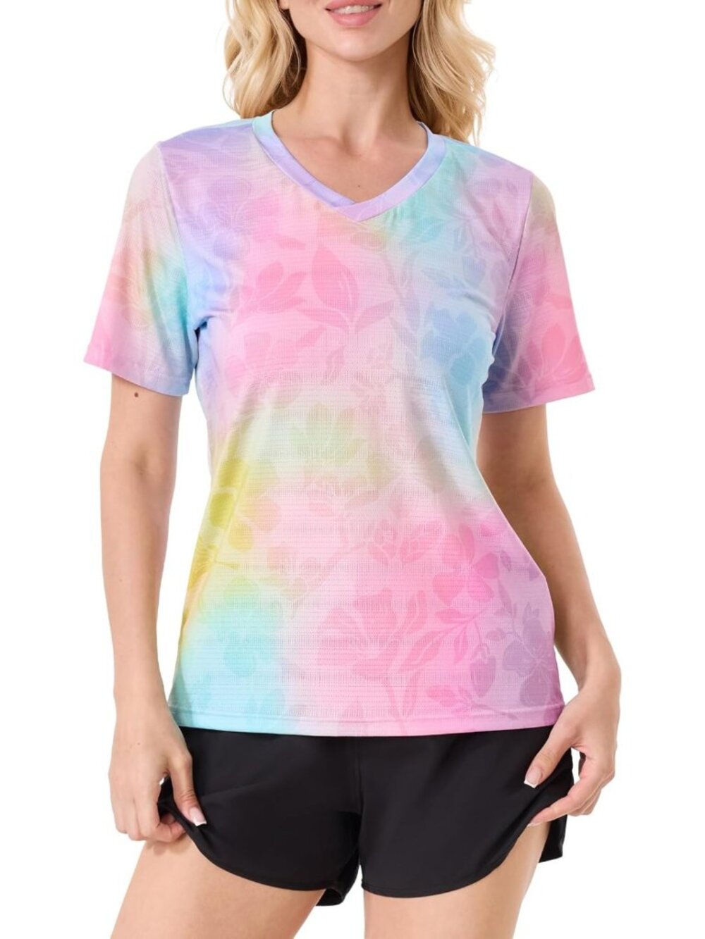 V-Neck Short Sleeve Women's Workout Tops | Athletic Gym Tee for Fitness